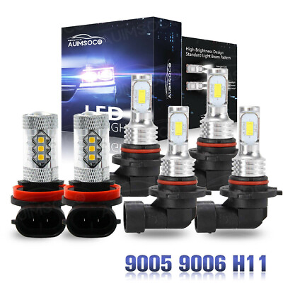 #ad 6000K Car LED Headlight Fog Light 6 Bulb Combo Kit For Buick Lucerne 2006 2011 $34.19