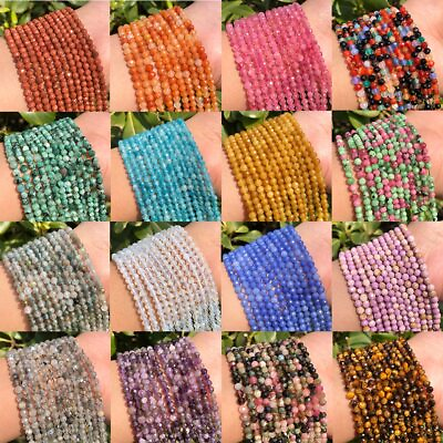 #ad 2 3 4mm Natural Small Faceted Gemstone Round Beads For DIY Jewelry Making 15#x27;#x27; $2.39