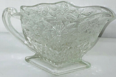 #ad Indiana PINEAPPLE amp; FLORAL CRYSTAL *3quot; DIAMOND SHAPED FOOTED CREAMER $5.00