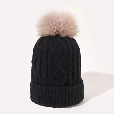 #ad Women#x27;s Winter Fashion Multi color Elastic Encrypted Hairball Knitted Hat $14.93