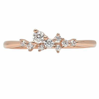 #ad 0.17 ct Round Cut Lab Created Diamond Stone 14K Rose Gold Stackable Band $190.73
