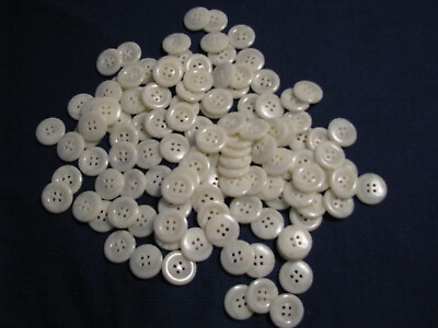 #ad Bag of 100 Rimmed Smooth White 3 4quot; Four Hole Buttons $8.00