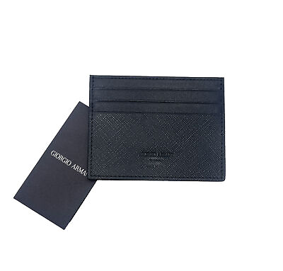 #ad Giorgio Armani Leather Card Holder In Black New With Box $65.00