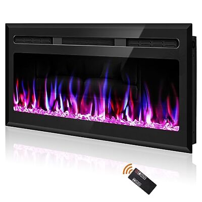 #ad 31 inch Electric Fireplace Wall Mounted and Recessed Fireplace Linear Firepl... $233.49