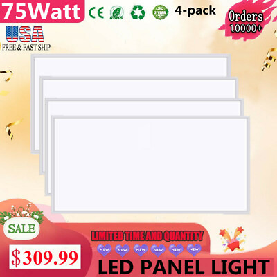 #ad 4 Pack 0f 24#x27;#x27;x48#x27;#x27; LED Panel Light 2x4ft Flat Recessed Ceiling Light Suspended $207.00