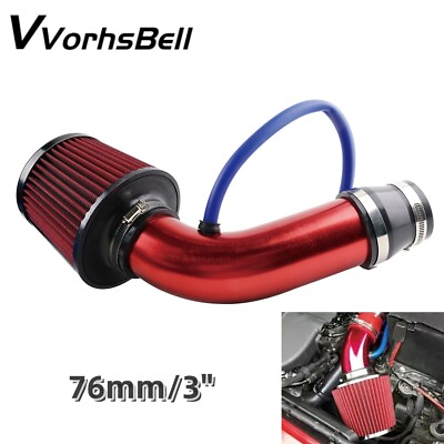#ad Red Cold Air Intake Filter Induction Pipe Power Flow Hose System Accessories Kit $28.99