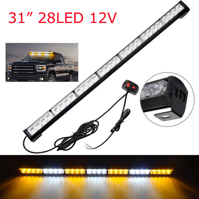 #ad 31quot; 12V LED Emergency Safety Strobe Light Bar Traffic Advisor Amber amp; White 28W $39.95