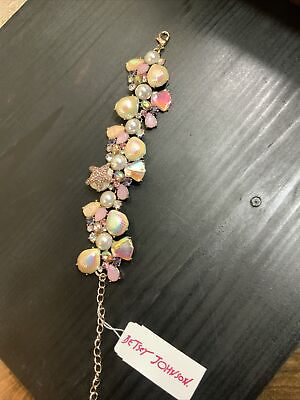 #ad Betsey Johnson Pink Crabby Couture Mermaid Bracelet Rare Y1 $185.00
