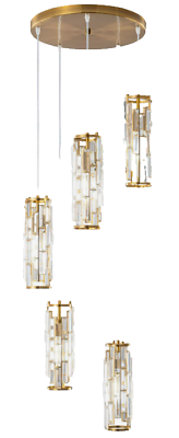 #ad Lmqnine Pendant Light Modern Fixture Mini Crystal 5 Light Gold Finish Chandelier $129.00