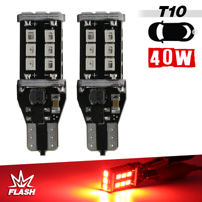 #ad T10 168 194 LED Strobe Flashing Blinking 3RD Brake Safety Warning Light Bulbs $13.49