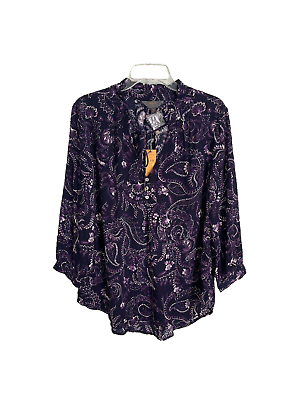 #ad Mix by 41 Hawthorn Purple Floral 3 4 Sleeve Peasant Blouse NEW Size Medium $55.00