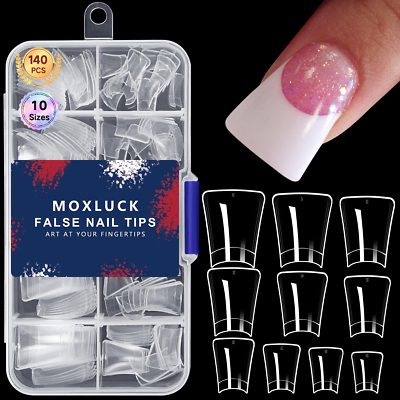 #ad Duck Nail TipsClear Curved False Tips 140Pcs Large Clear $6.92