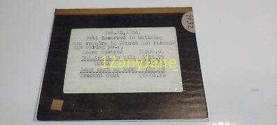 #ad H32 GLASS Slide or Negative FEB 12 1936 DEBT INCURRED IN BUILDING.... $35.96