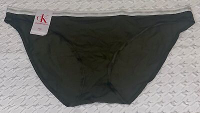 #ad CALVIN KLEIN CK One Cotton Fatigue Dk Green White Bikini Panty Womens Sz M 6 L 7 $10.42