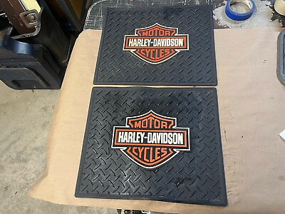 #ad Vintage 1998 Harley Davidson Logo Rear Floor Mats Pair Rubber Plasticolor NICE $49.99