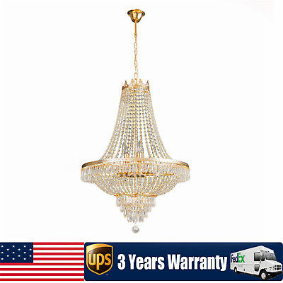 #ad Crystal Chandelier French Empire Large Foyer Ceiling Light Gold Pendant Lamp NEW $162.50