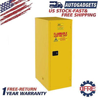 #ad 16 Ga Safety Storage Cabinet Yellow Flammable Welded Bin Fireproof $273.33