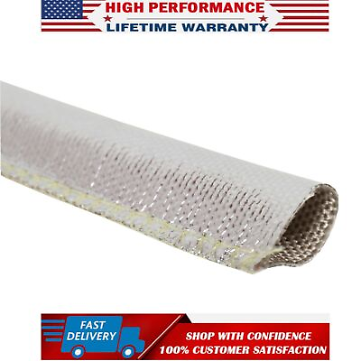 #ad Metallic Heat Shield Sleeve Insulated Wire Hose Cover Wrap Loom Tube 1quot; ID 3 Ft $12.99