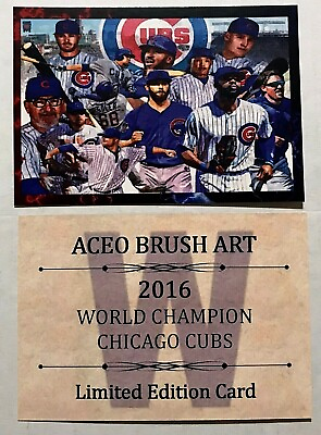 #ad Chicago Cubs 2016 World Champs ACEO Team Brush Art approx. 3.5quot;x 5quot; Post Card $5.95