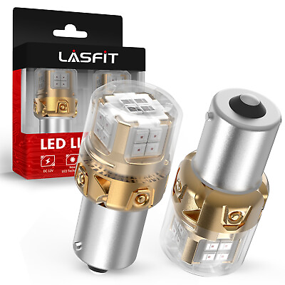 #ad LASFIT 1156 1073 BA15S LED Red Third Brake Tail Light Turn Signal Bulb L2 Series $22.99