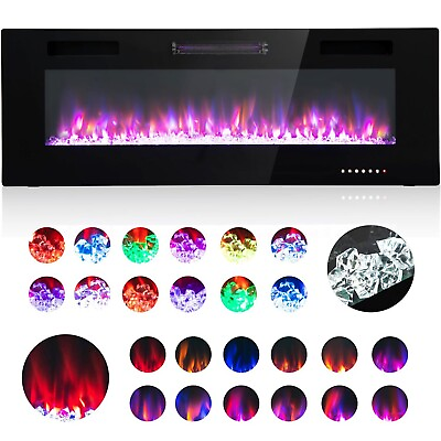 #ad 50quot; Ultra Thin Electric Fireplace Wall Mounted amp; Recessed Fireplace Heater $219.99