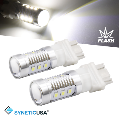 #ad Syneticusa 3157 LED White Strobe Flash Bright Brake Light Stop Parking Bulbs $12.59