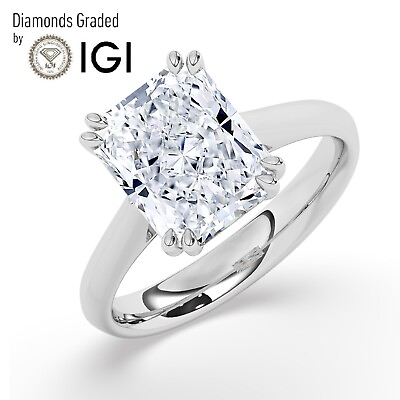 #ad IGI 5CT Solitaire Lab Grown Radiant Diamond Engagement Ring 18K White Gold $4254.10