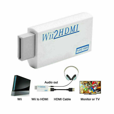 #ad Portable Wii to HDMI Wii2HDMI Full HD Converter Audio Output Adapter TV White $4.24