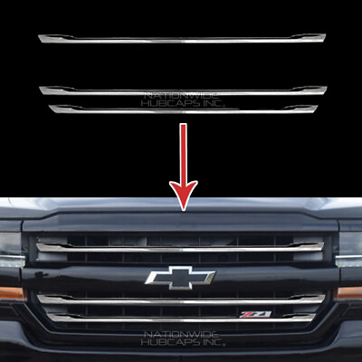 #ad 2016 2018 Chevy Silverado 1500 LT Z71 CHROME Snap On Grille Overlay Grill Covers $129.99