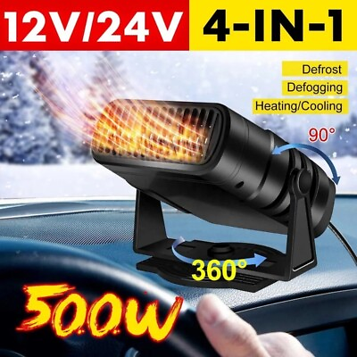 #ad Car Heater Fan 12V 24V 120W Heater Electric Cooling Heating Fan Auto Windshield $18.00