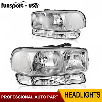 #ad #ad For 99 06 GMC Sierra 1500 2500 00 06 Yukon Clear Reflector Headlights Headlamps $54.99