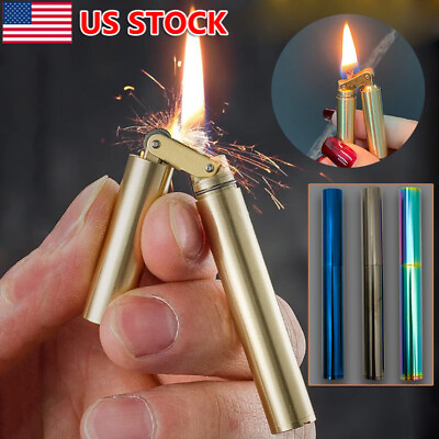 #ad Creative Kerosene Brass Lighter Double Stick Windproof Lighter Portable Lgniter $12.99