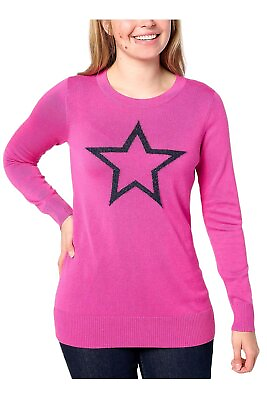 #ad Belle by Kim Gravel On Point Single Star Sweater Shocking Pink $27.99