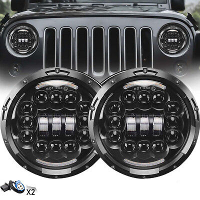#ad 2x 7quot; inch Round LED Headlights DRL For Jeep Wrangler JK LJ TJ CJ Toyota Corolla $35.99
