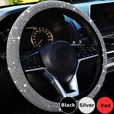 15quot; Universal Car Steering Wheel Cover Bling Rhinestone Diamond For Girl Women $8.54