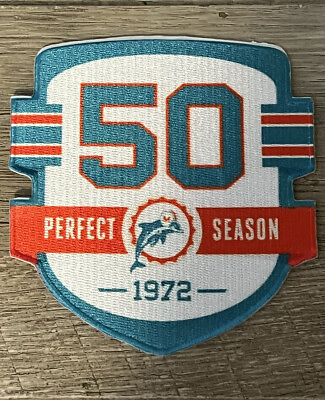 #ad Miami Dolphins 1972 50th Anniversary Iron On Patch $10.00