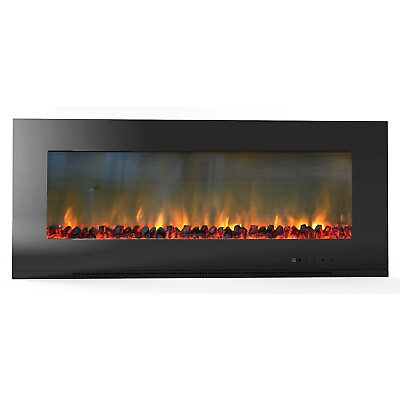 #ad Cambridge Metropolitan 56quot; Wall Mount Electric Fireplace in Black with Burning $458.23