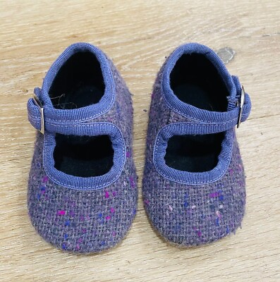 #ad Pepe Adorable Soft Mary Jane Purple Tweed Baby Size 19 Great Condition $54.00