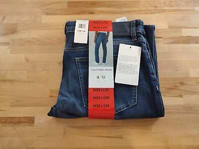#ad Men#x27;s Calvin Klein Slim Straight Vintage Blue Wash 5 Pocket Jeans 34Wx34L $33.49