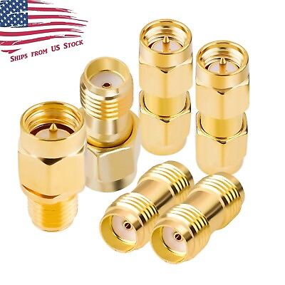 #ad 6 Piece SMA Adapter Kit Male and Female SMA RF Coaxial Connector Adapters $8.29