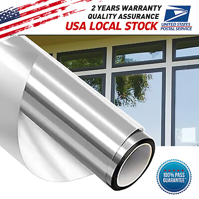 #ad Silver 19quot;x10ft Window Tint One Way Mirror Film Home Office Heat Insulation $15.39
