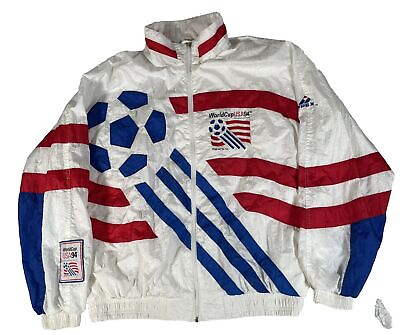 #ad Vintage World Cup USA Jacket Mens Size XL 1994 Full Zip Windbreaker Apex One $99.95