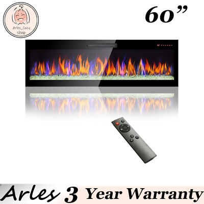 #ad 23quot; 60quot; Electric Fireplace 1400W Recessed Wall Mounted Ultra Thin Remote Control $89.00