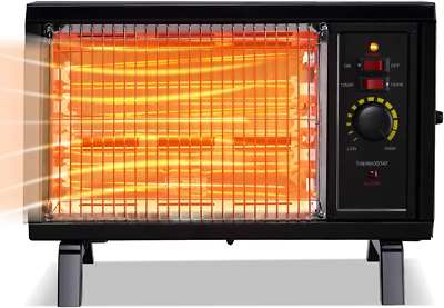 #ad ETL Certified Portable Radiant Heater 1250W 1500W Space Heater for Indoor Use $50.99