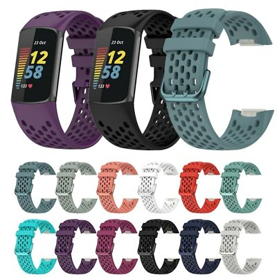 #ad For Fitbit Charge 5 Charge 6 Silicone Sports Replacement Breathable Band Strap $13.89