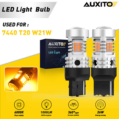 #ad AUXITO Amber 7443 7440 LED Front Turn Signal Light Bulbs No Hyper Flash Canbus GBP 19.99