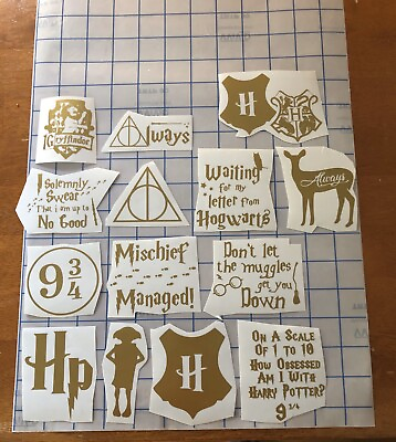 #ad 15 DIY Gold Vinyl Decal Harry Potter for making Ornaments Christmas Tree $42.00