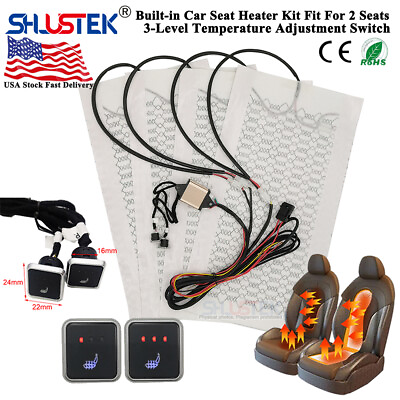 #ad Universal 12V Car Seat Heater Kit 3 Levels Heated Square Switch Fit 2 Seats NEW $47.72