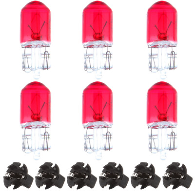 #ad 6X T10 Red Halogen Bulbs Instrument Panel Light 6X T10 Socket 1 2quot; Fits Ford $7.64
