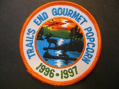 #ad 1996 1997 Trail#x27;s End Gourmet Popcorn orange border boy scout patch $2.25